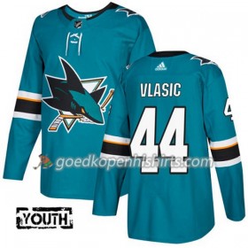 San Jose Sharks Marc-Edouard Vlasic 44 Adidas 2017-2018 Teal Authentic Shirt - Kinderen